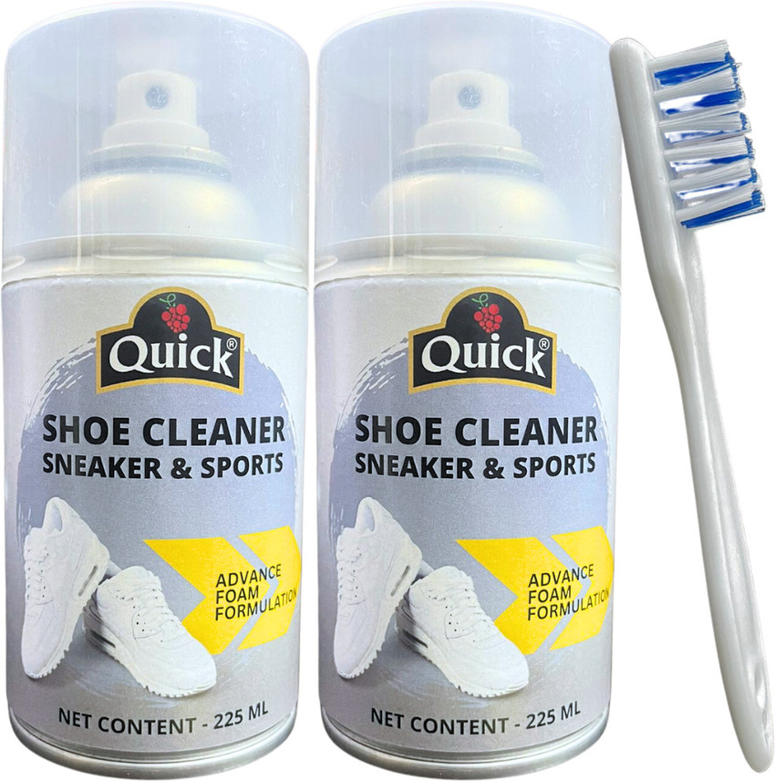 Quick Shoe Cleaner Spray for Sneakers Sports Shoes Pack 2 x 225 ML Sports Synthetic Leather Shoe Cleaner Price in India Buy Quick Shoe Cleaner Spray for Sneakers