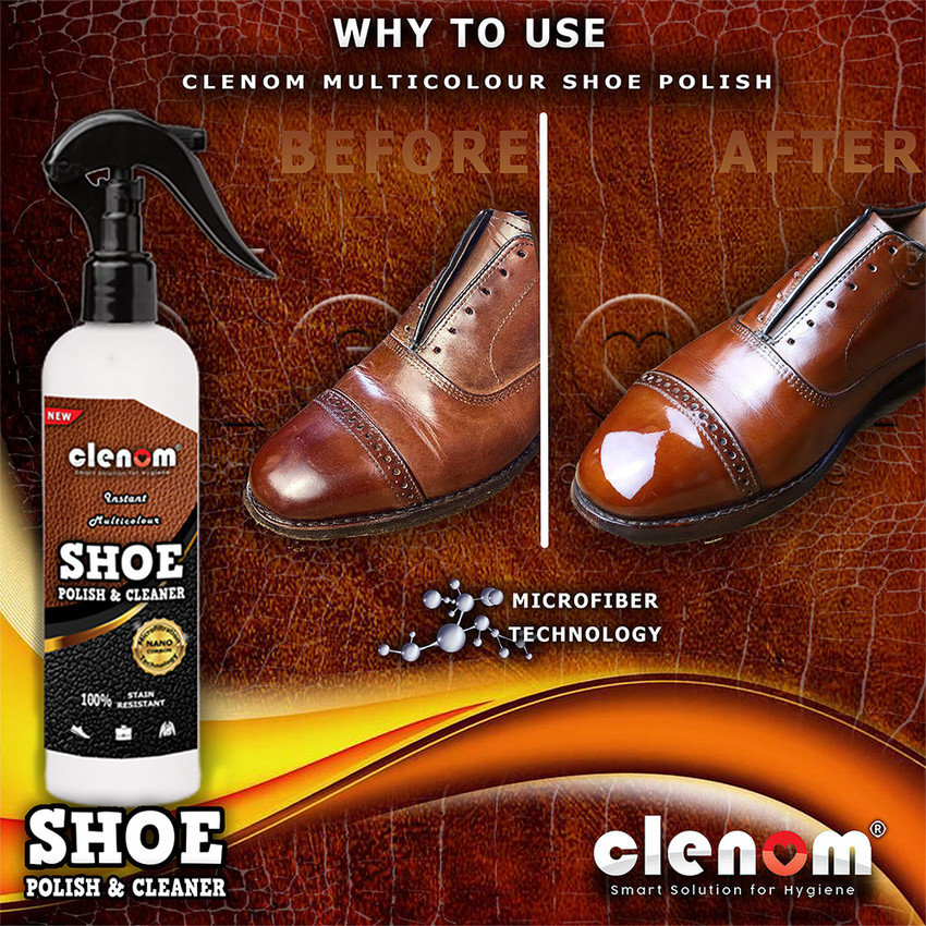 Clenom Instant Multicolor Shoe Polish in Spray. School Shoes Wallets Leather Bags. Leather Patent Leather Synthetic Leather Shoe Liquid Polish