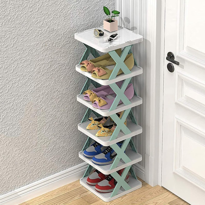 Multi-layer Plastic Foldable Shoes Storage Rack, Portable Rack For