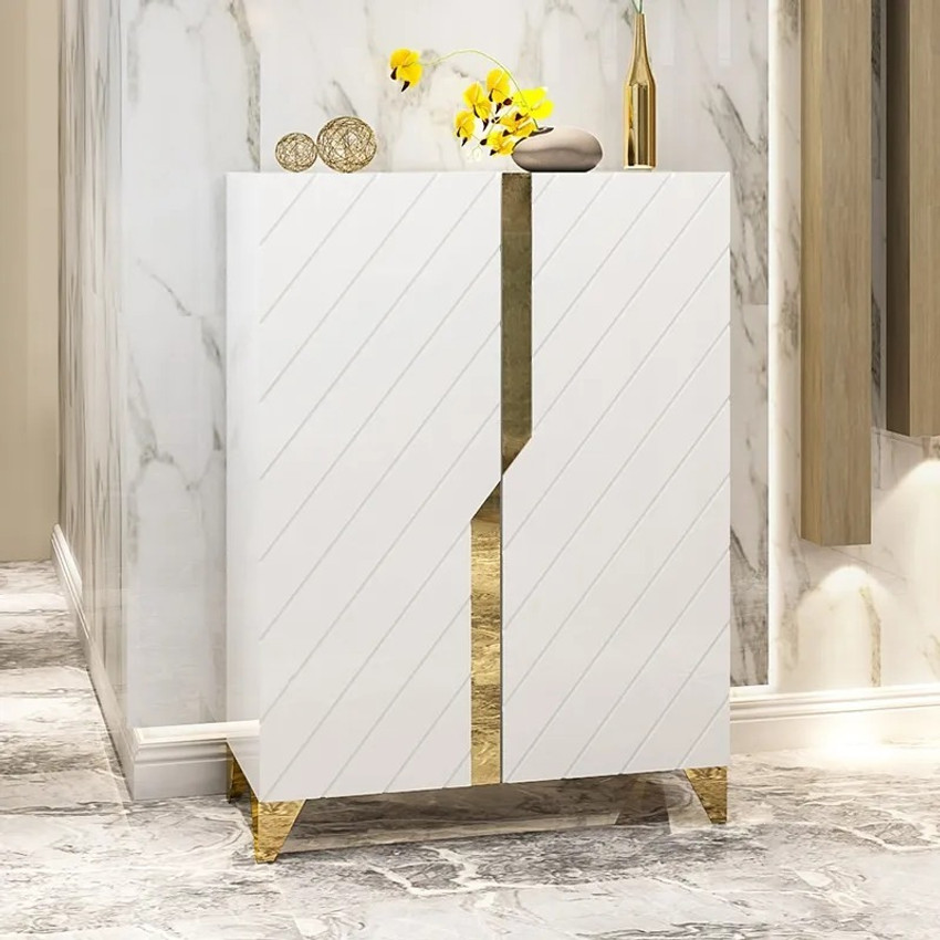 White and gold shoe cabinet sale