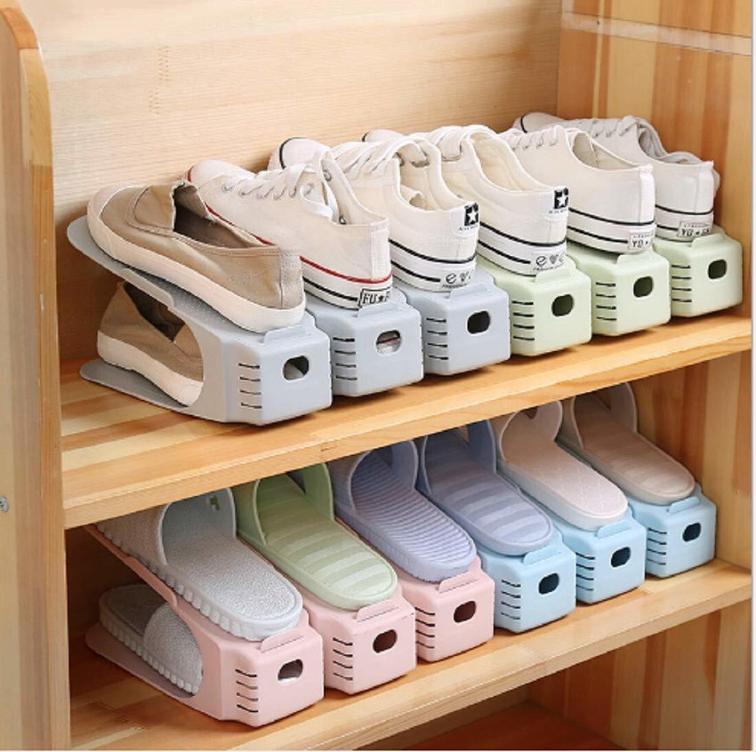 BBD Kitchen Shop Double Layer Shoe Rack Organizer Holder for Closet Plastic Shoe Stand PACK OF 12 Plastic Shoe Stand Price in India Buy BBD Kitchen Shop Double Layer Shoe Rack