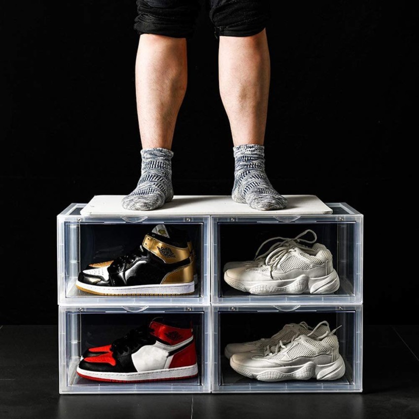 Krisham ®Shoe Storage Box,Plastic Foldable Sneaker Containers Bins