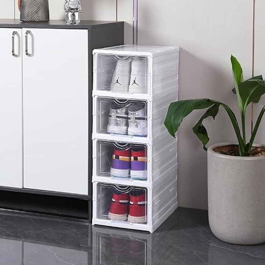 DJ ANTIQUE Shoe Organizer Stackable Shoe Box Collapsible Clear Shoe Storage Plastic Shoe Rack Price in India Buy DJ ANTIQUE Shoe Organizer Stackable Shoe Box Collapsible Clear Shoe Storage Plastic Sho...