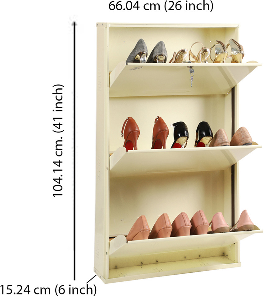 Babbar steel 3 Door Metal Wall Mounted Shoe Rack Steel Shoe and Chappal Stand 41X26X6 Metal Shoe Rack