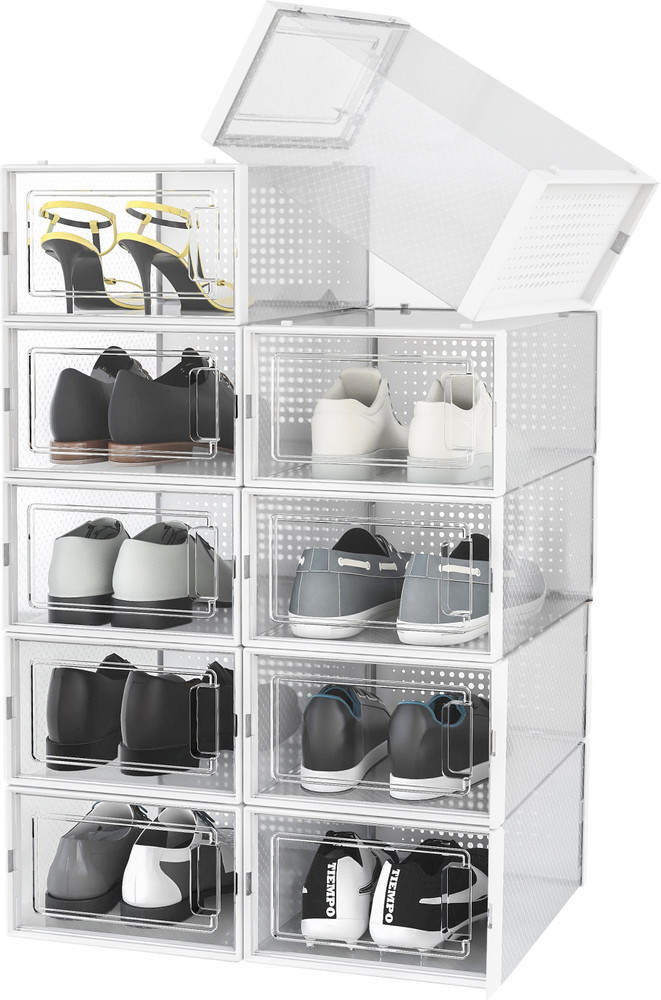 PrimAlite Plastic Stackable Rectangle Shoe Storage Boxes Upto UK 9.5 US 10 Plastic Shoe Rack Price in India Buy PrimAlite Plastic Stackable Rectangle Shoe Storage Boxes Upto UK 9.5