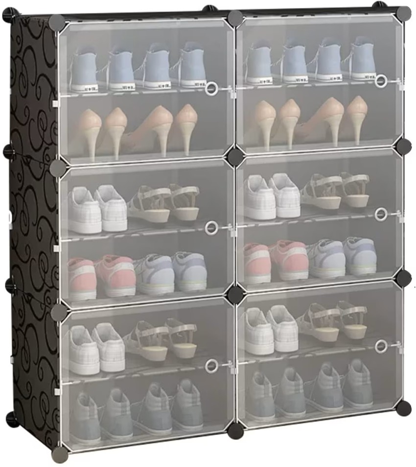 Shoe Rack, 6 Cubes Shoe Organizer with Doors, 24 Pair high quality Plastic Shoe Storage