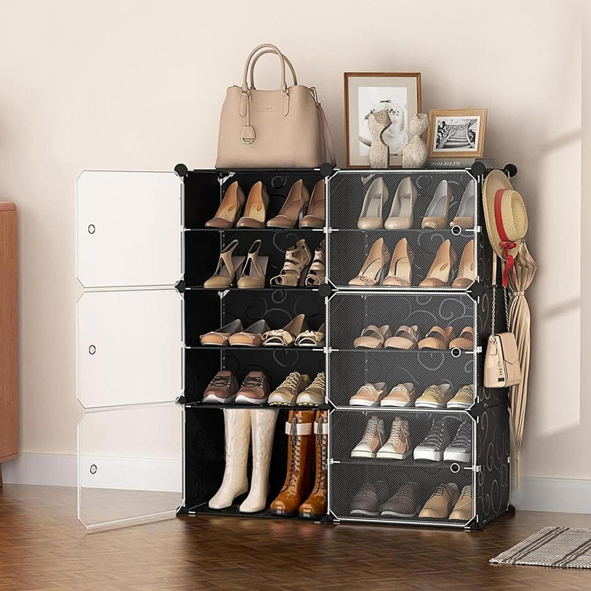 Owme Plastic 6 Door Collapsible Shoe Rack Plastic Free Stand Cubort Shoe Rack Plastic Collapsible Shoe Stand Price in India Buy Owme Plastic 6 Door Collapsible Shoe Rack Plastic Free Stand Cubort Shoe