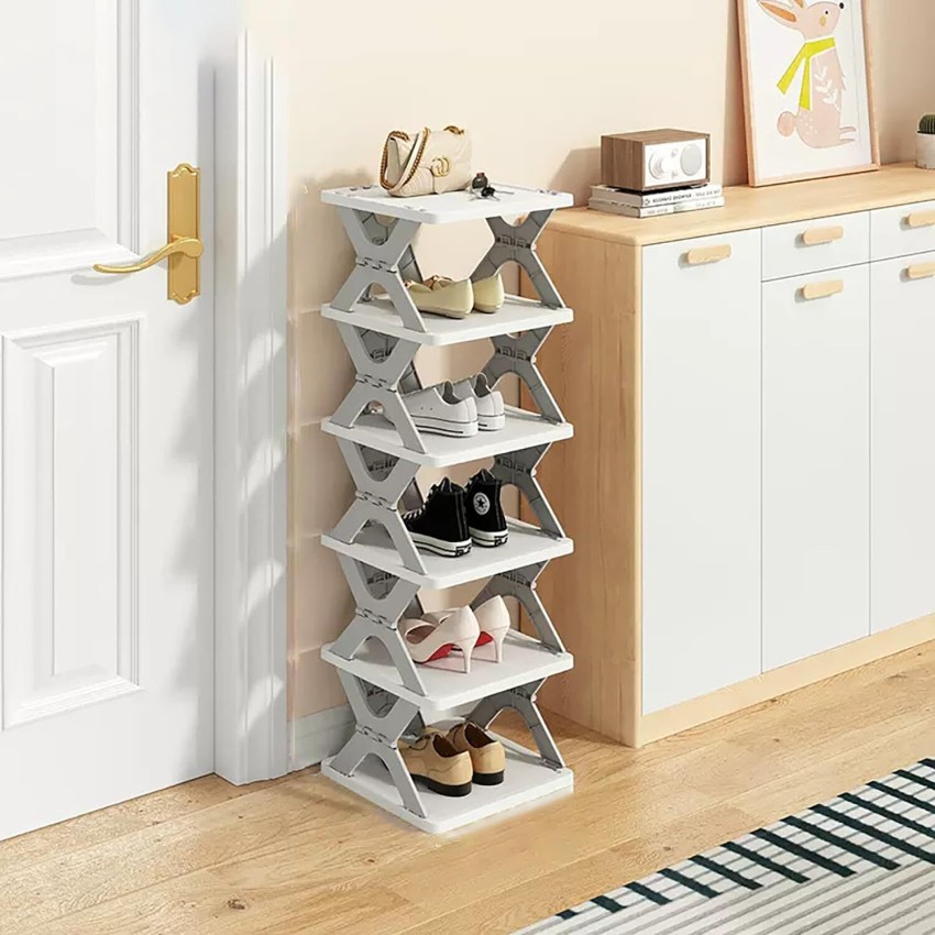  6 Tier Narrow Shoe Rack, Small Vertical Shoe Stand