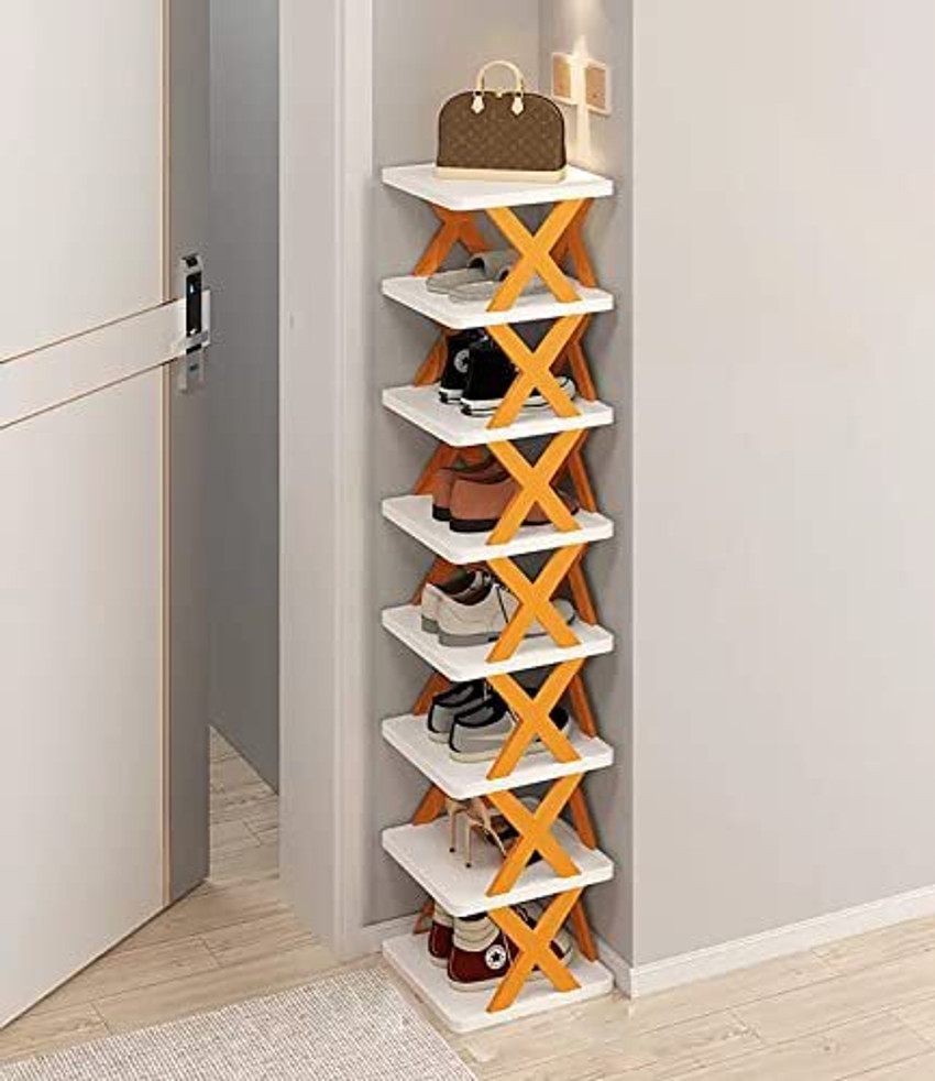 HOUSE OF QUIRK 8 Tier Shoes Stand Shoe Rack Tower Rack Suit for Small Spaces 26x24x112 Cm Plastic Shoe Stand