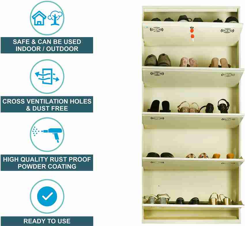 shandar steel 5 Door 28 inches Single Decker Wall Mounted with Central Locking System Metal Shoe Rack Price in India Buy shandar steel 5 Door 28 inches Single Decker Wall Mounted
