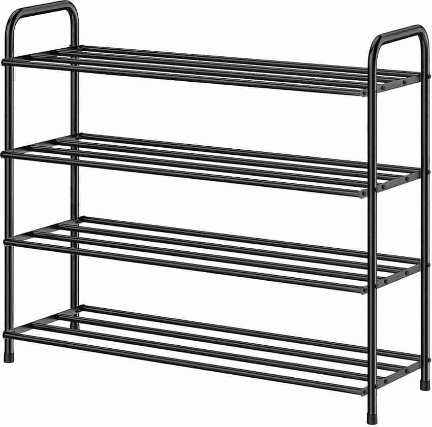 Plantex GI Metal Shoe Rack/Shoe Stand/Storage Organizer - 4 Big Shelves -  Stand (Black)