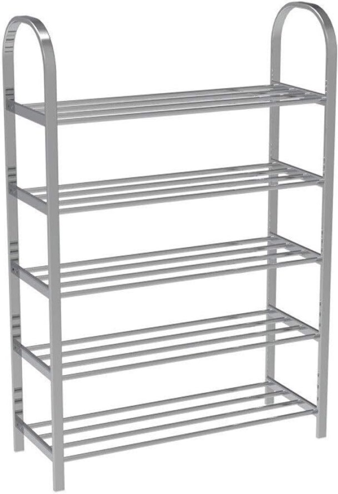 Plantex GI Metal Shoe Rack/Shoe Stand/Storage Organizer - 4 Big Shelves -  Stand (Black)