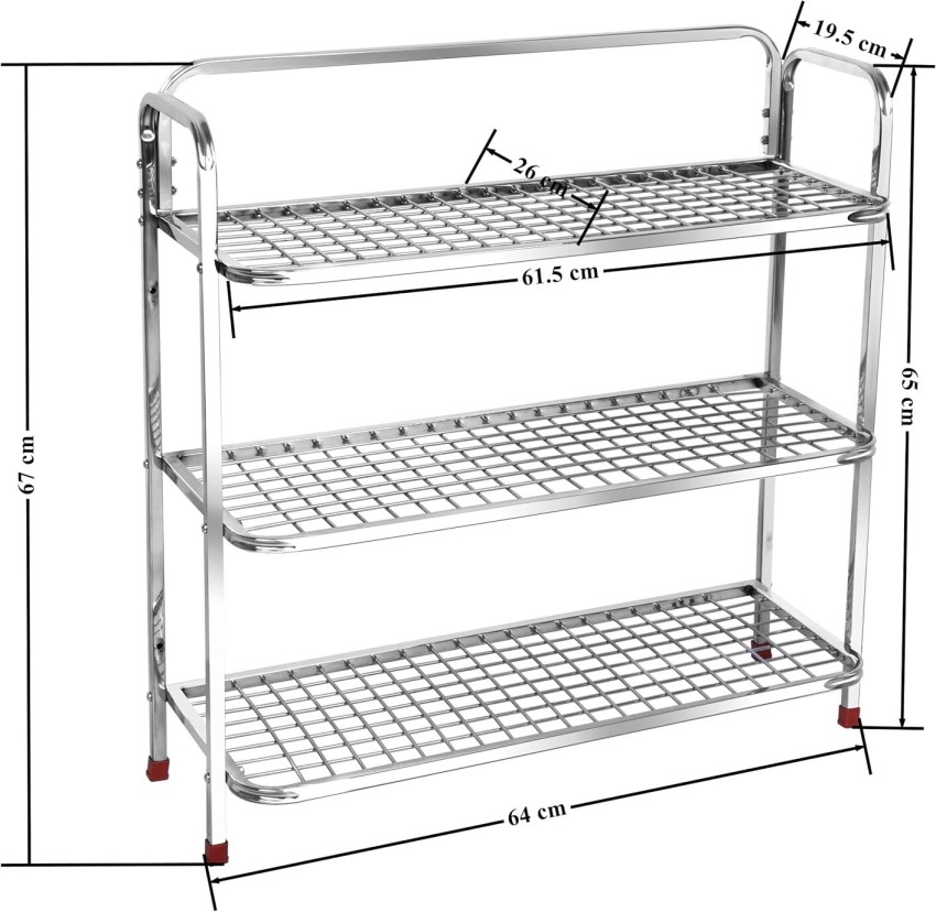 Plantex GI Metal Shoe Rack/Shoe Stand/Storage Organizer - 4 Big Shelves -  Stand (Black)