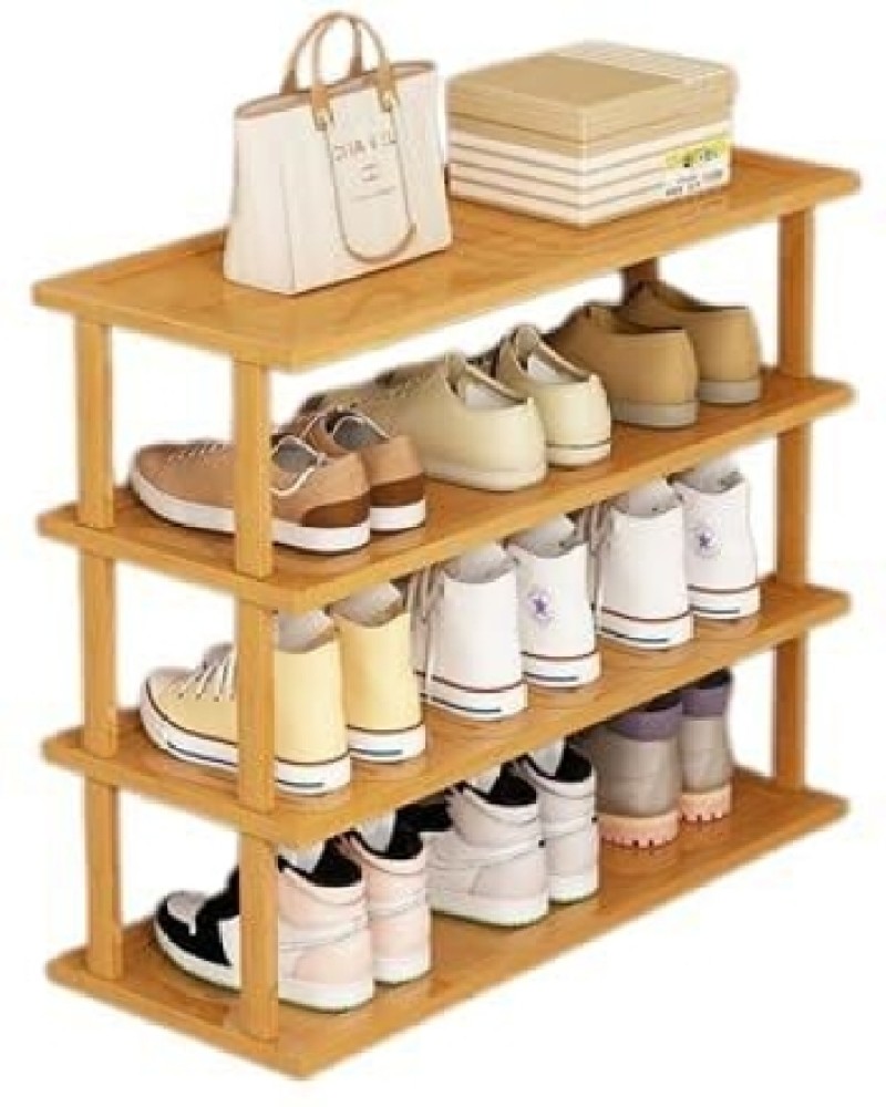 Bamboo Shoe Rack Vertical Shoe Rack for Small Spaces, Tall Narrow