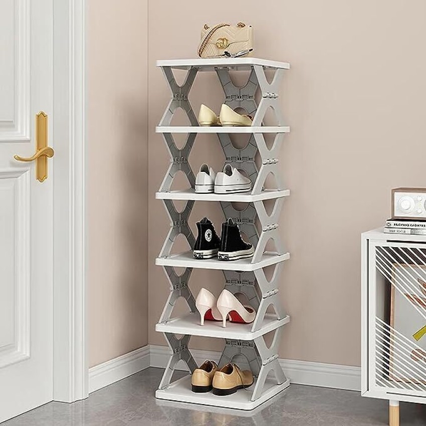 Multi-layer Plastic Foldable Shoes Storage Rack, Portable Rack For