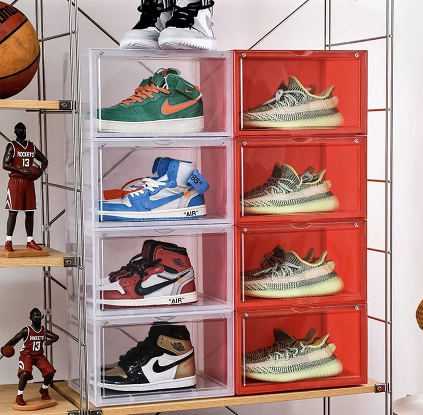 The Sole Care Shoe Crates Sneaker Container Bins Red Pack of 2 Plastic Collapsible Shoe Stand Price in India Buy The Sole Care Shoe Crates Sneaker Container Bins Red Pack of