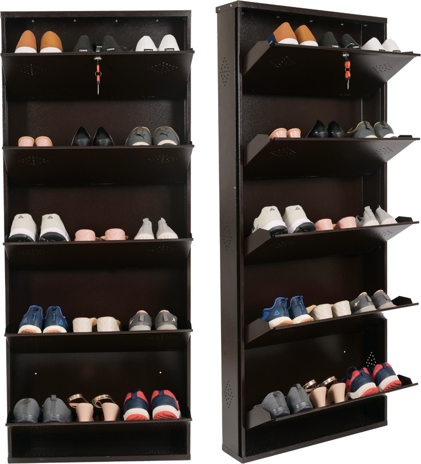 Aavatar 5 Door Brown 26 Inch Wall Mounted Modern Shoerack Metal Shoe Rack Price in India Buy Aavatar 5 Door Brown 26 Inch Wall Mounted Modern Shoerack Metal Shoe Rack online at Flipkart