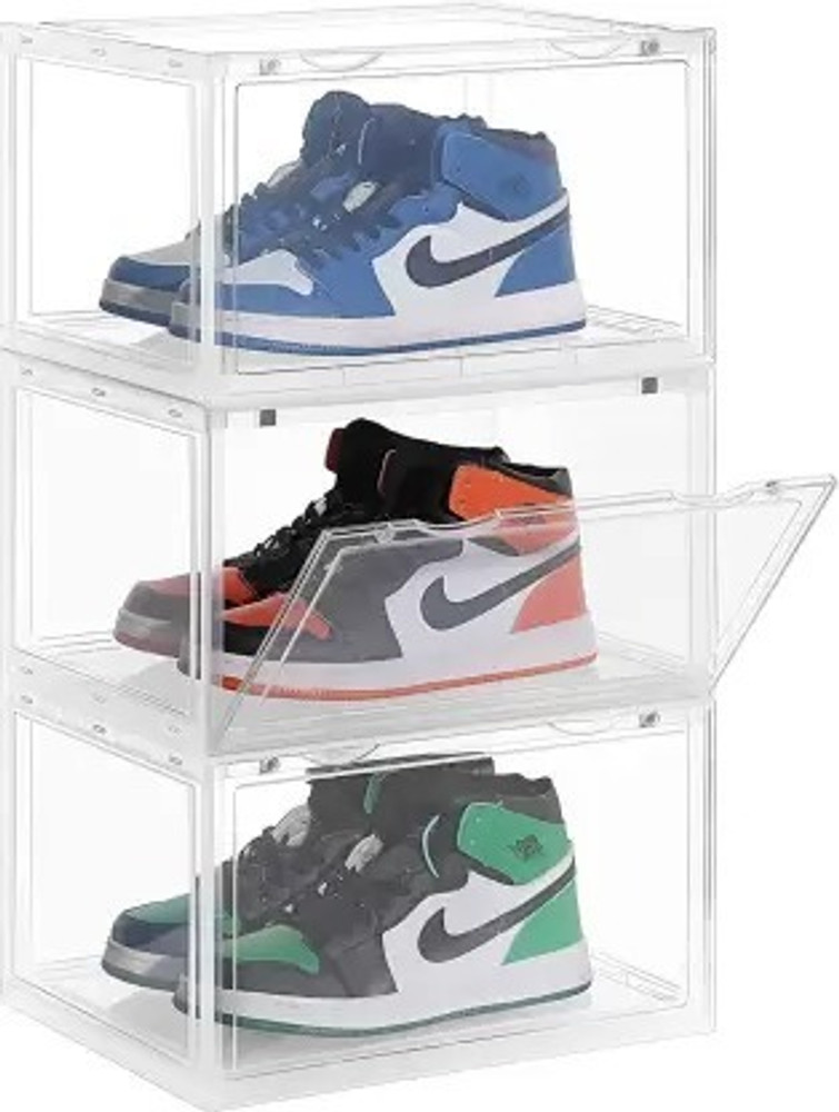 Transparent shoe storage shop
