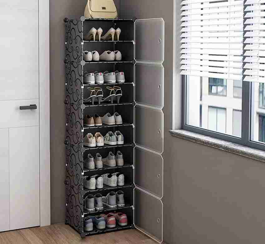 Plastic 5 Layer Foldable Shoe Rack, Free Standing, 4 Shelves