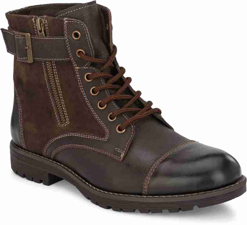 Harrytech London High Ankle Leather Boots for Men Brown Boots