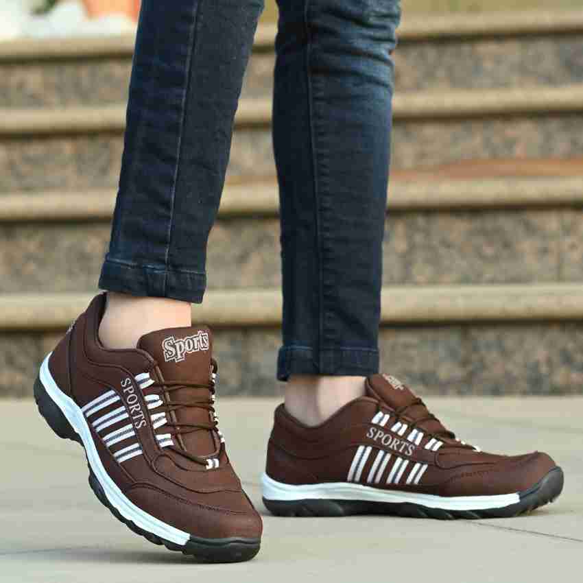 Brown sports shoes clearance