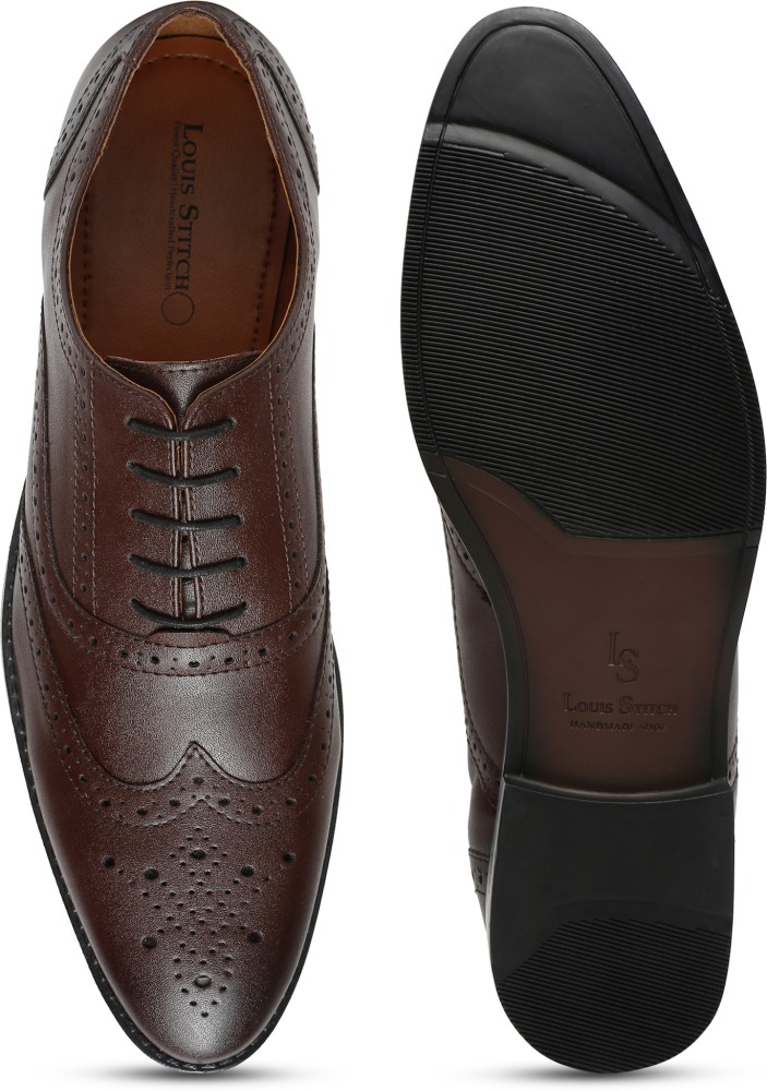 LOUIS STITCH Tan Brogue Italian Leather Shoes for Men (Czech_RK) - 8 UK  Lace Up For Men - Buy LOUIS STITCH Tan Brogue Italian Leather Shoes for Men  (Czech_RK) - 8 UK