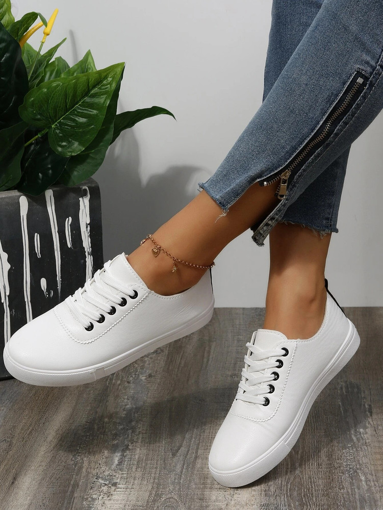 Plain white sneakers for girls new arrivals
