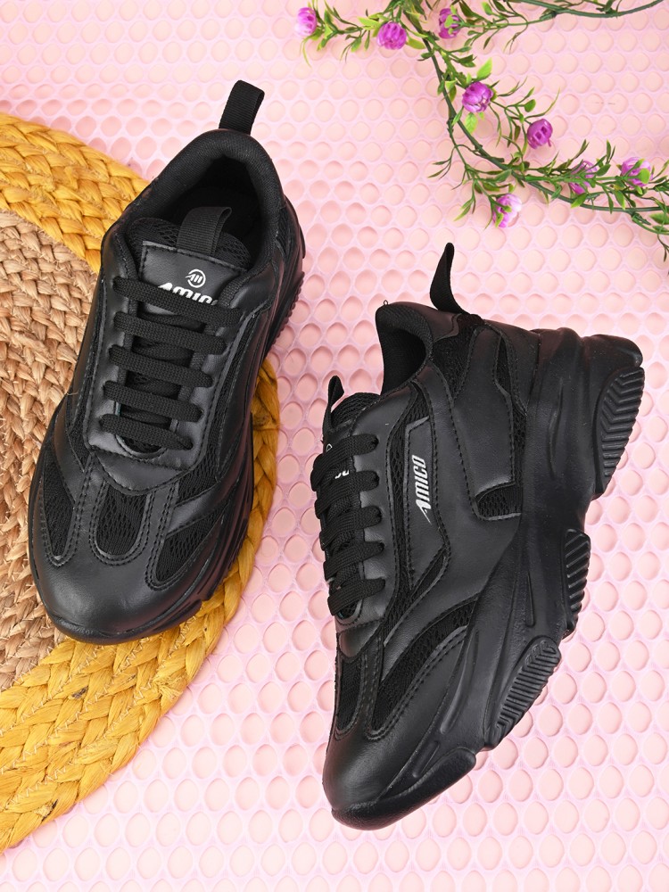 Black Colorblocked Sneakers For Men
