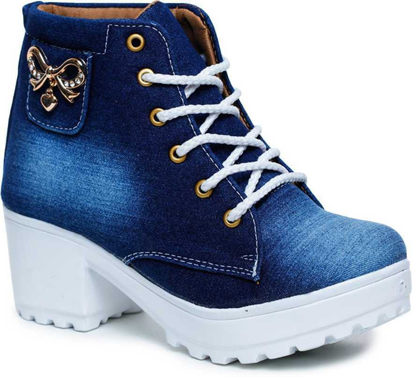 FATH SON High Ankle Denim Boots For Womens And girls Boots For Women Buy FATH SON High Ankle Denim Boots For Womens And girls Boots For Women Online at Best Price