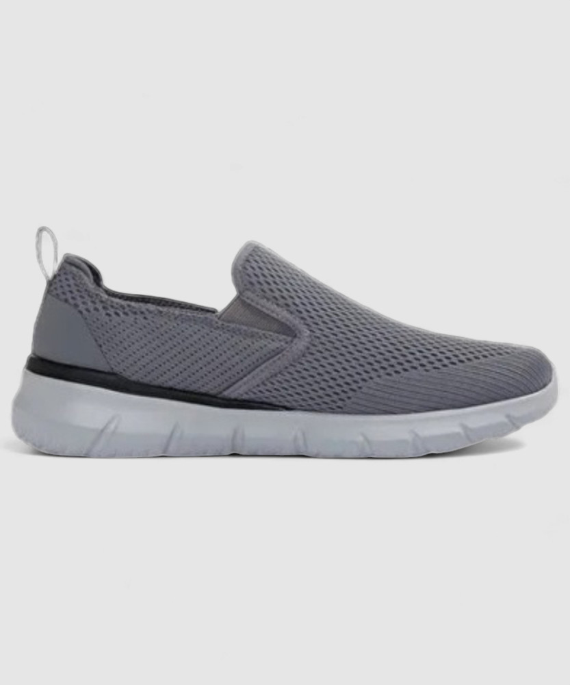 Discount mens grey slip on skechers Free Shipping