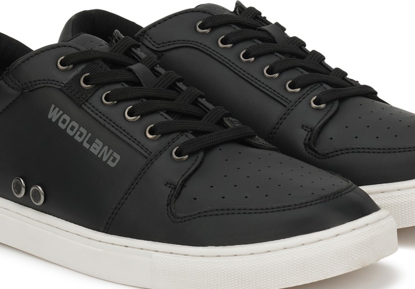 Woodland men's black deals leather sneakers