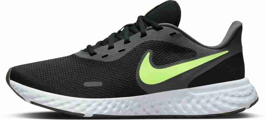 Nike black and cheap lime green running shoes