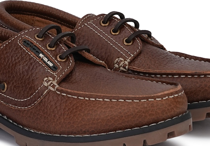 Woodland men's leather hotsell boat shoes