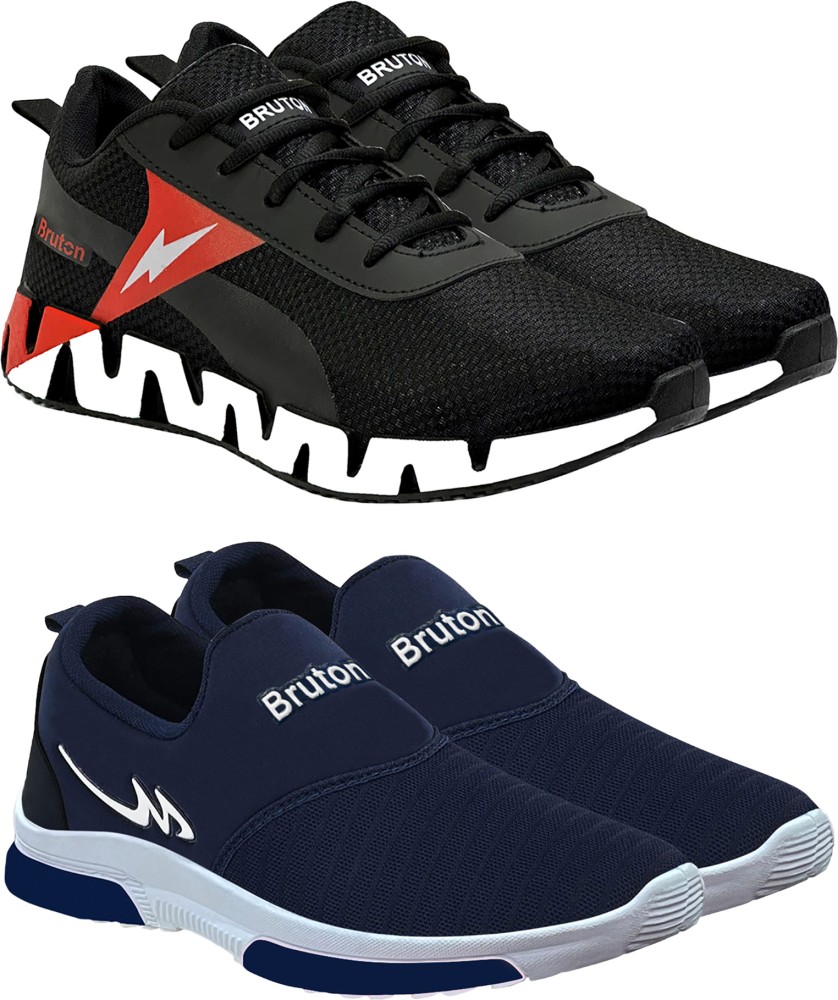 BRUTON Combo Pack of 2 Sports Shoes Running Shoes For Men (Black , Blue)