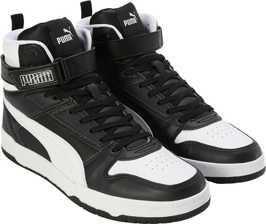 puma black and white high tops
