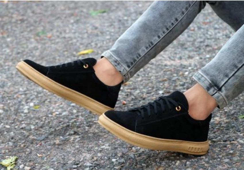Black leather canvas shoes deals
