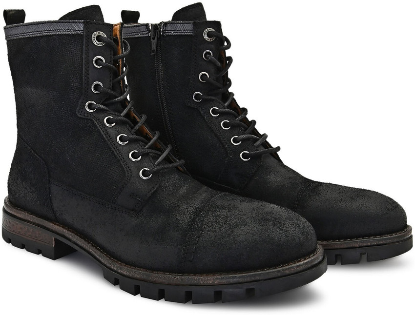 ALBERTO TORRESI Headhoc Series 556 Distress Leather Rugged Look Black Boots For Men Buy ALBERTO TORRESI Headhoc Series 556 Distress Leather Rugged Look Black Boots For Men Online at Best Price
