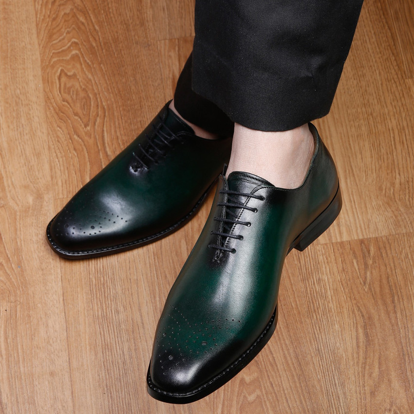Dark green formal shoes sale