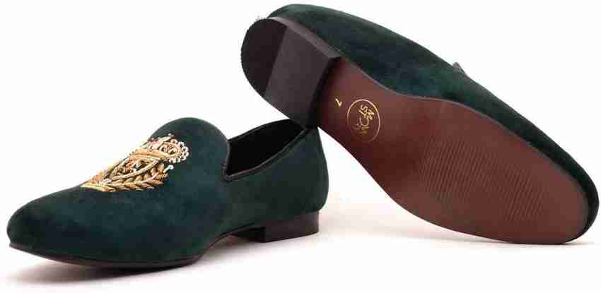 Green velvet shoes mens outlet