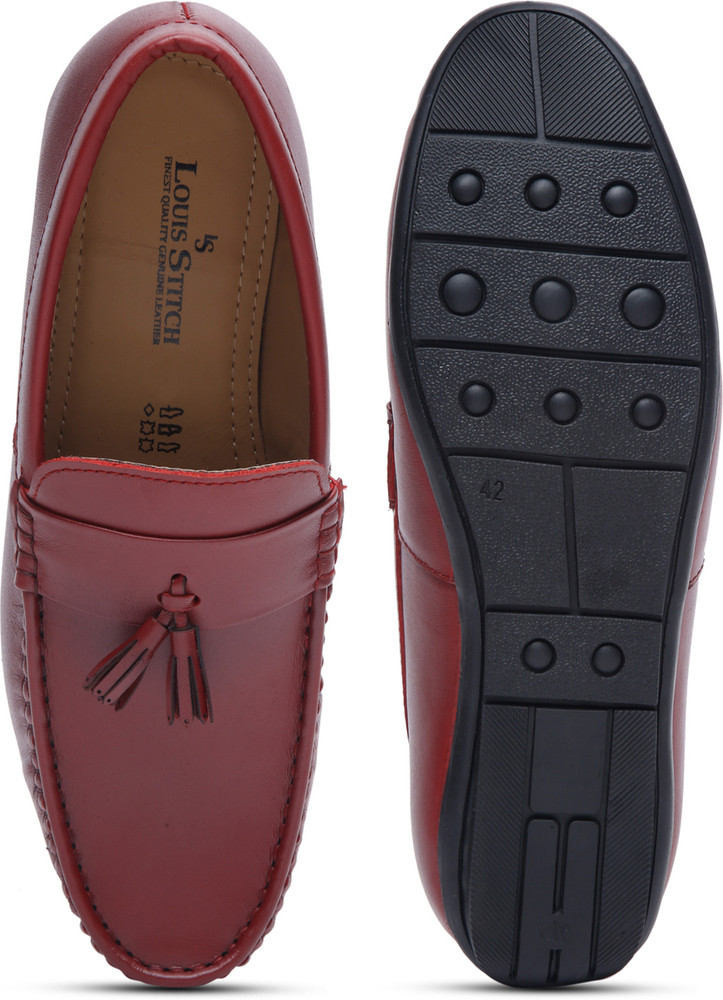 LOUIS STITCH Ferrari Red Italian Leather Loafers With Tassel Formal Slip on Shoes for Men Loafers For Men Buy LOUIS STITCH Ferrari Red Italian Leather Loafers With Tassel Formal Slip on Shoes for