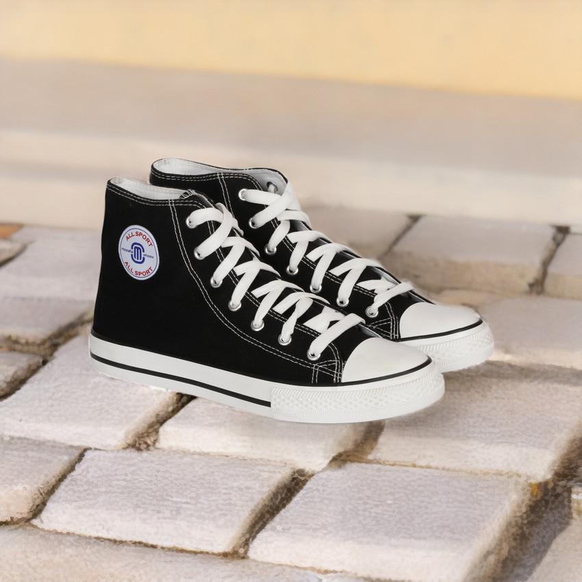 Black and white canvas sneakers sale