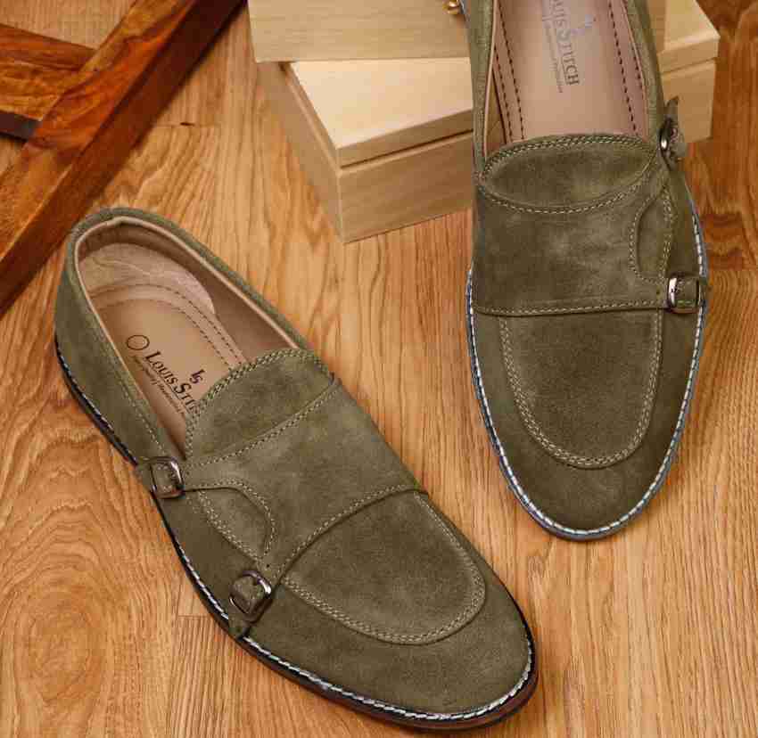 LOUIS STITCH Grey Italian Suede Leather Casual Shoes For Men