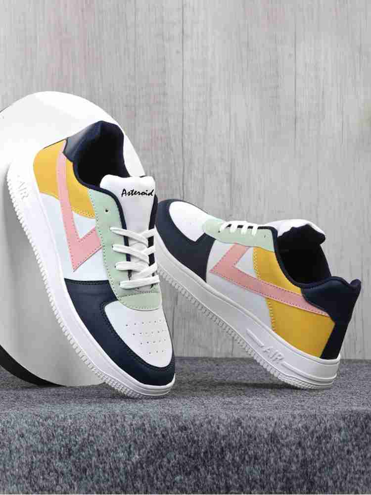 ASTEROID Men's Outdoor Color Change Sneakers Colorblock Fancy Premium White  Casual Shoes Sneakers For Men