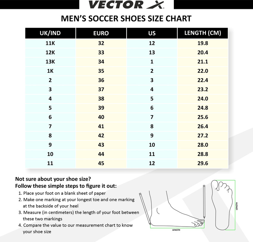 Vector x shoes size chart top