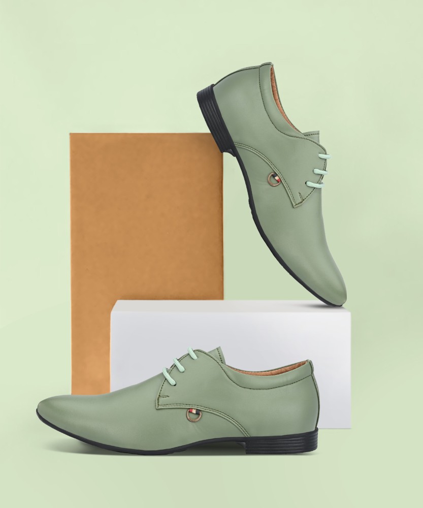 Olive green shop formal shoes