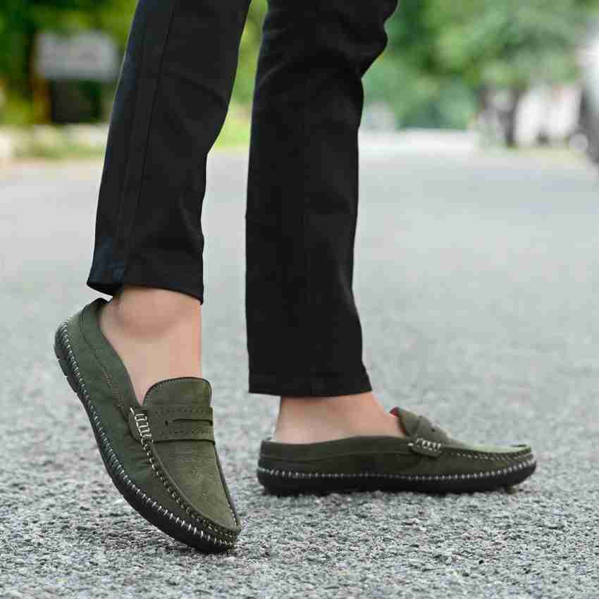 Green loafer shoes sales