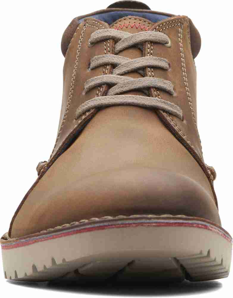 CLARKS Vargo Mid Dark Tan Lea Boat Shoes For Men Buy CLARKS Vargo Mid Dark Tan Lea Boat Shoes For Men Online at Best Price Shop Online for Footwears in