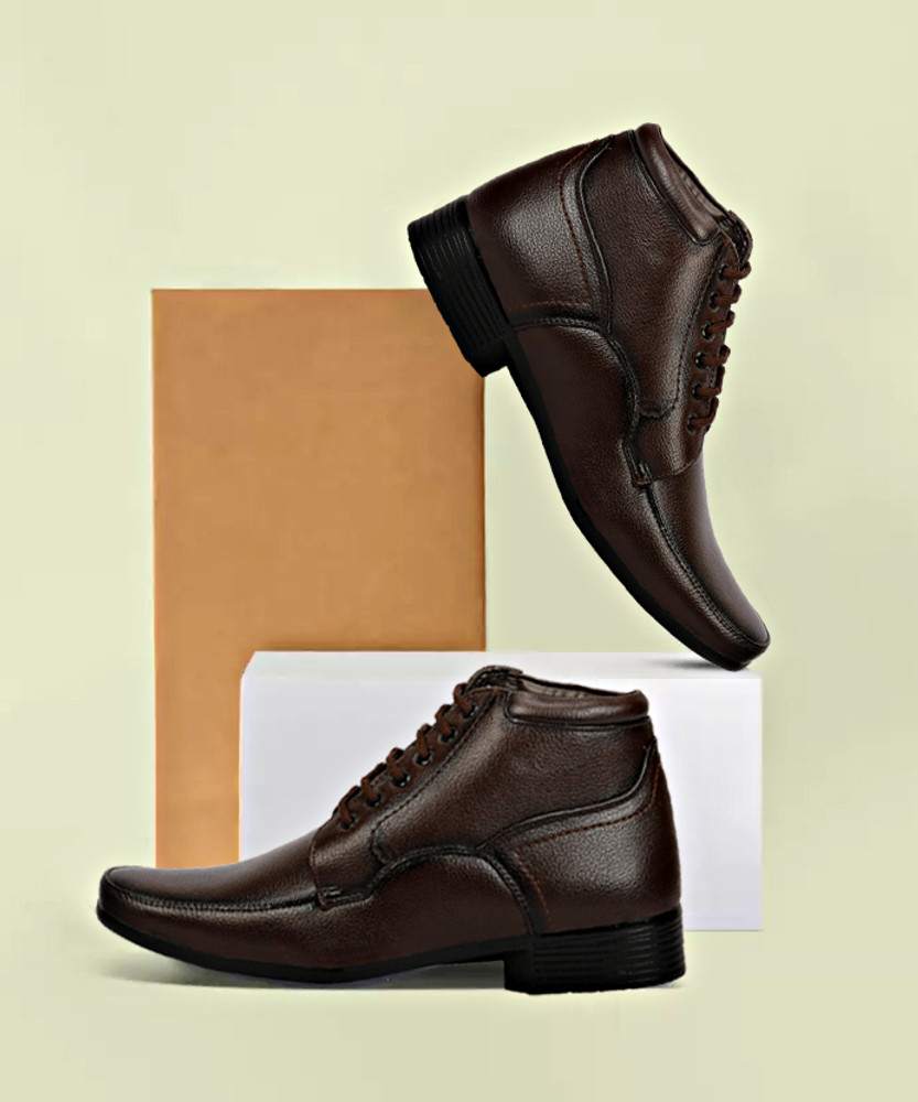 Wenzel Leather Ankle Formal Shoes Men Office Long Shoes For Men Lace Up Boots Men Boots For Men