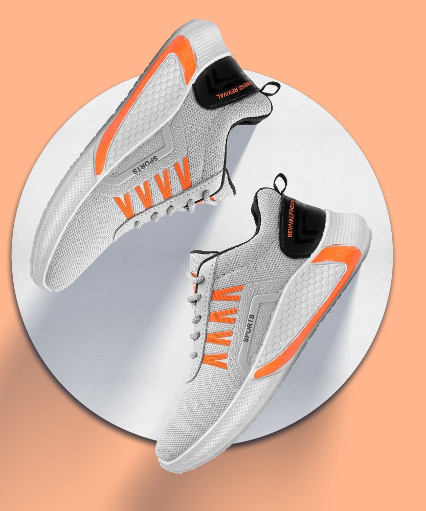 Grey hot sale orange sneakers