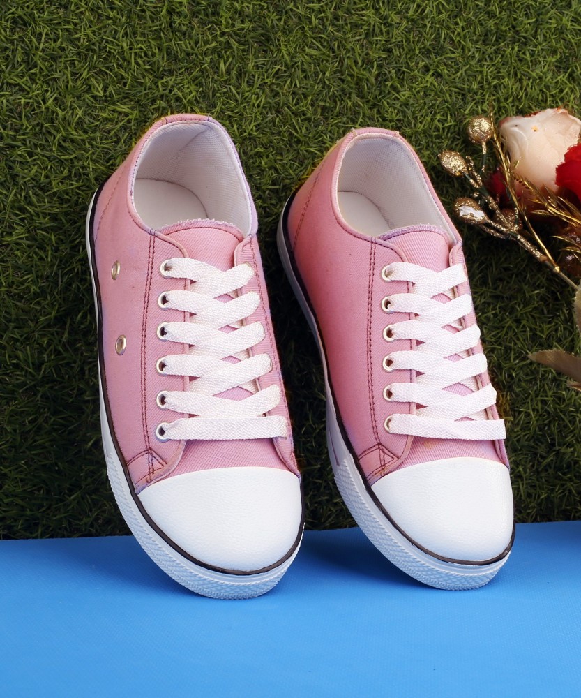 Ladies pink canvas pumps best sale